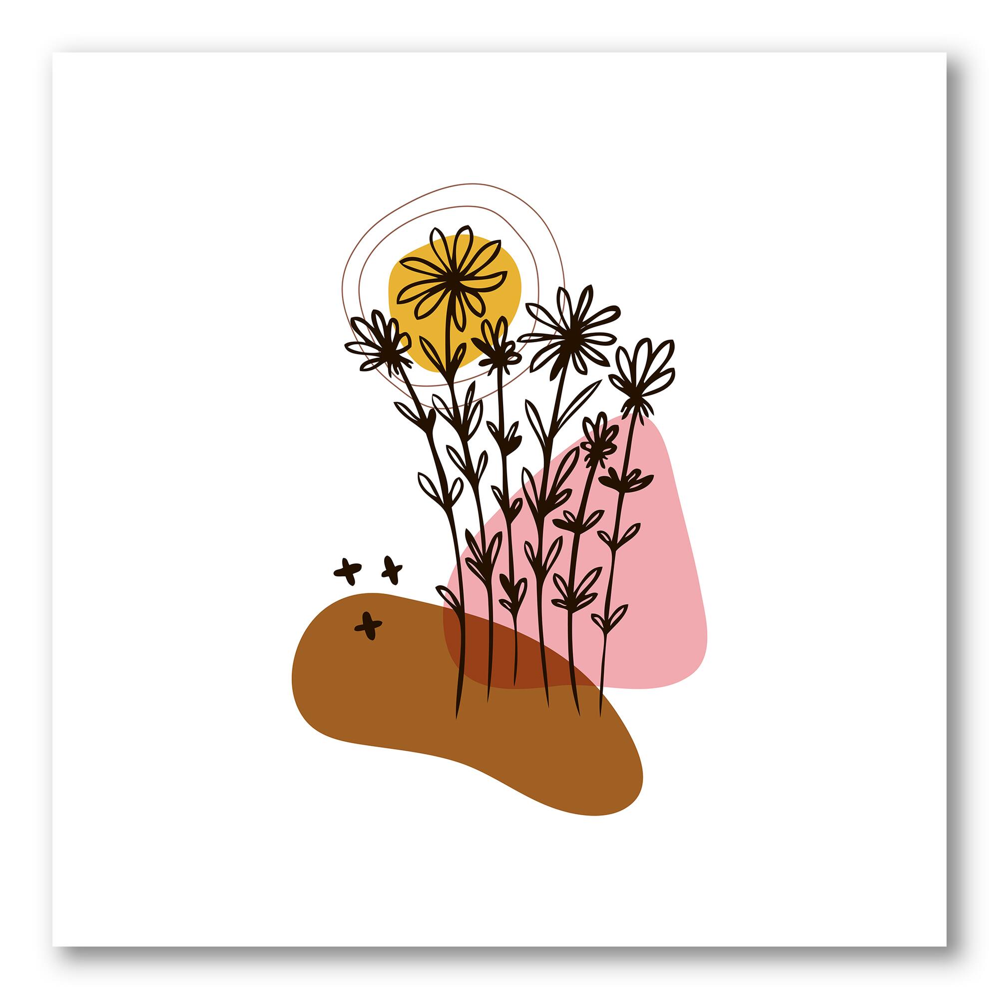 Designart - Elementary Shapes With Abstract Flowers Plants I